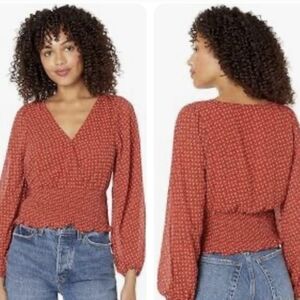 Madewell Smocked-Waist Georgette Top In Micro Floral